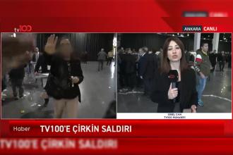 İYİ Parti'nin temayül yoklamasında çıkan kavgada tv100 muhabiri saldırıya uğradı