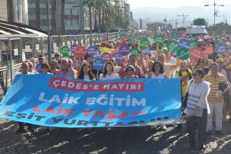 İzmir’de ÇEDES’e karşı miting: Yoksulluk ve birçok sorun varken ÇEDES dayatmasını kabul etmiyoruz