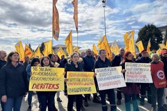 DERİTEKS Genel Başkanı Alagöz'e yönelik saldırıya Tuzla'daki deri işçilerinden tepki