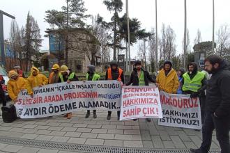 Ardıçlı İçkale inşaat işçileri, ödenmeyen ücretleri için Esenyurt Belediyesi önünde eylemde