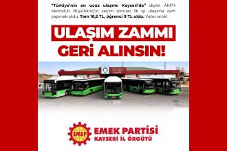 EMEP’ten Kayseri’deki ulaşım zammına tepki: Seçim sonrası ilk işleri zam yapmak oldu