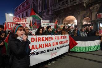 Taksim'de İsrail protestosu: Soykırımcılar ve suç ortakları yargılanacak