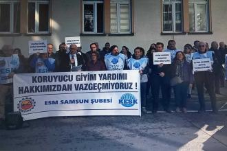 ESM Samsun Şubesi koruyucu giyim yardımlarının verilmemesini protesto etti