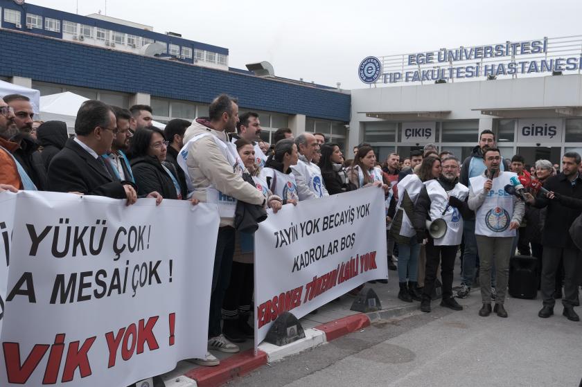 EÜ Hastanesindeki sağlık emekçileri iş bıraktı: Haklarımız ödensin