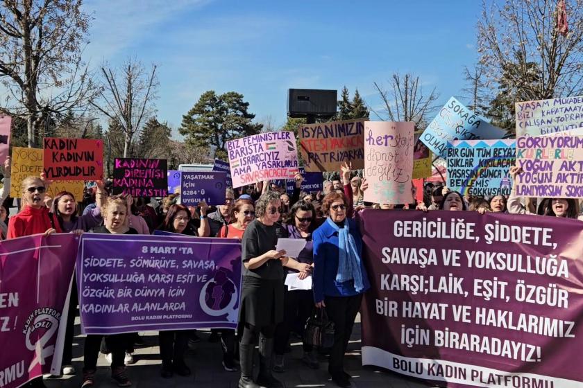 Bolu’da 8 Mart'ta kadınlar alandaydı: Mücadelemizden vazgeçmeyeceğiz.