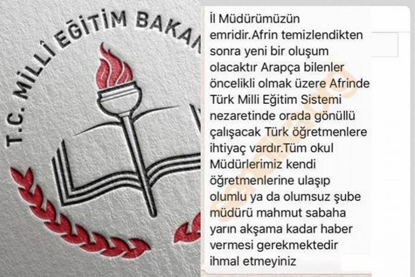 Milli Eğitim Hatay’da Afrin için gönüllü öğretmen arıyor