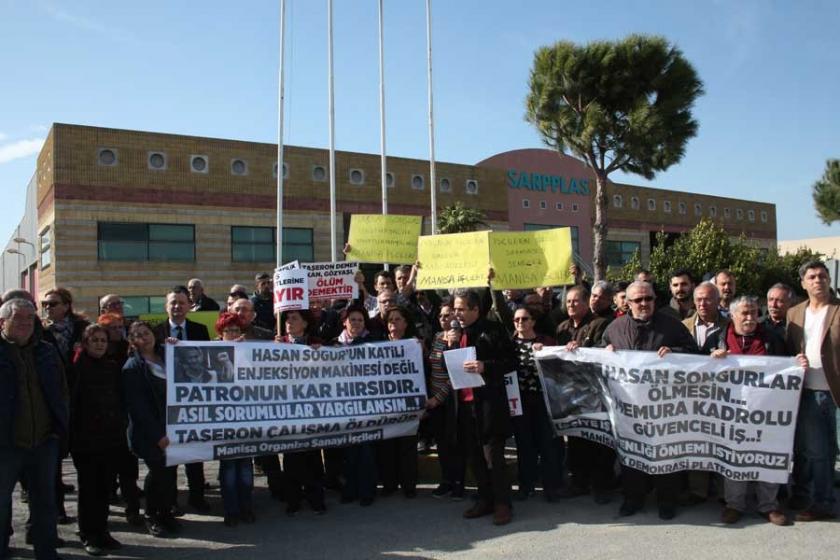 Hasan Songur'un ölümü fabrika önünde protesto edildi