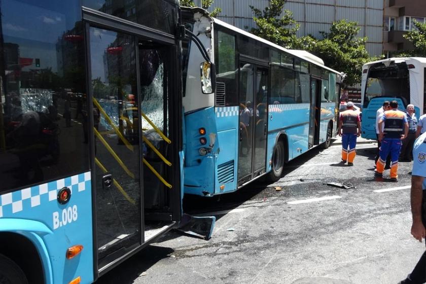 Şişli'de 3 özel halk otobüsü çarpıştı: 6 yaralı