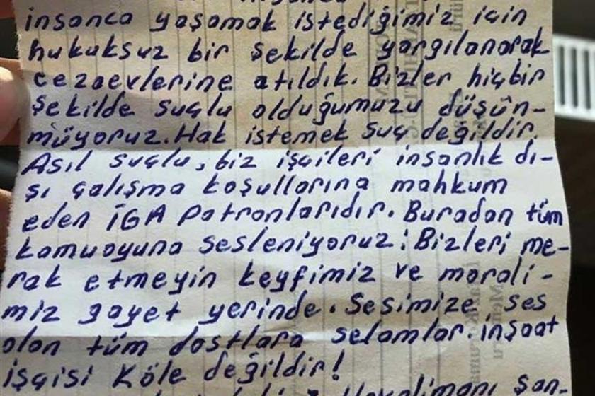 Tutuklu 3. havalimanı işçilerinden mektup: Hak istemek suç değildir