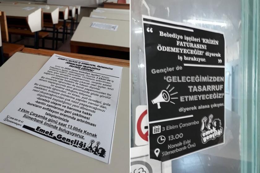 Belediye işçilerinin iş bırakma eylemine Ege Üniversitesi'nde çağrı