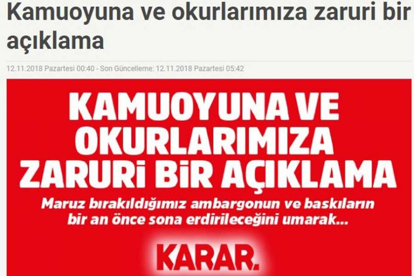 Karar: Maruz kaldığımız baskı ve ambargo tahammül edilemez noktada