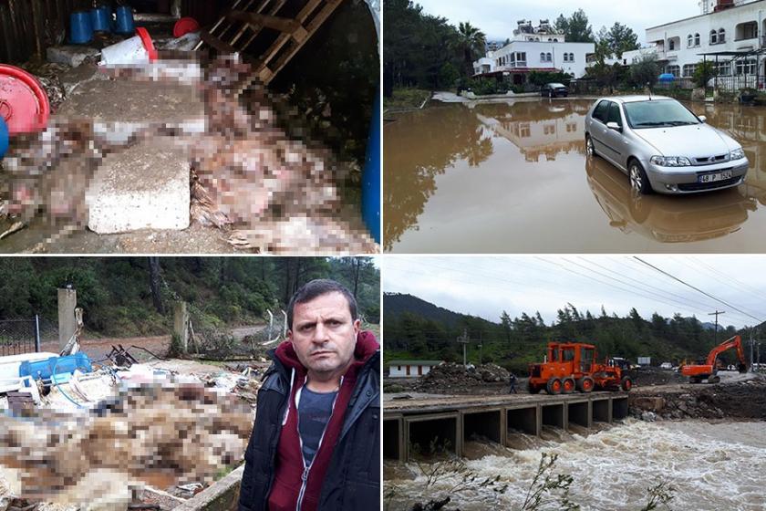 Marmaris'te dere taştı, ev ve iş yerlerini su bastı