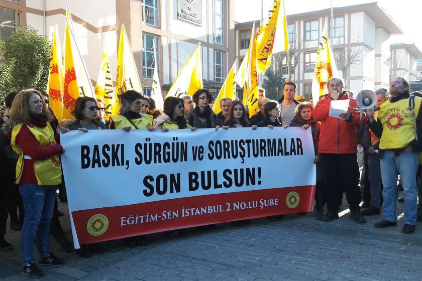 Eğitim emekçileri baskı ve sürgünleri protesto etti