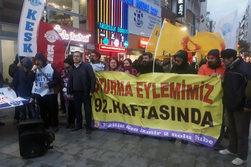 İzmir'de kamu emekçileri 92. kez oturma eyleminde buluştu