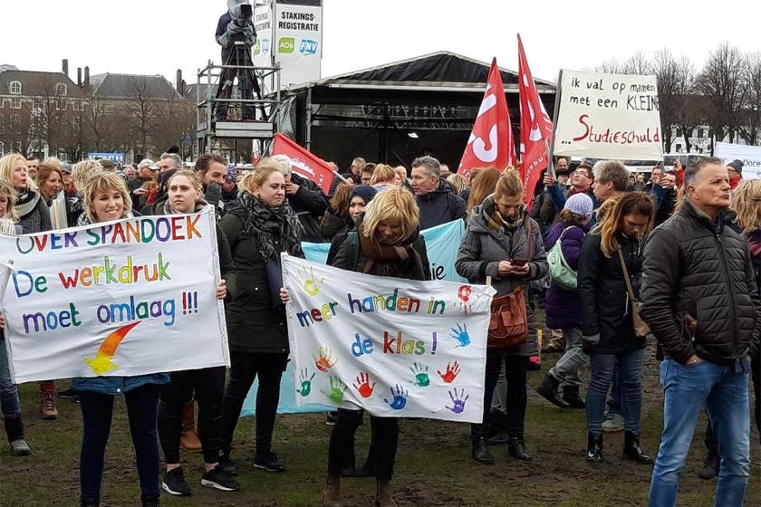 Hollandalı eğitim emekçileri ‘eğitime yatırım’ için greve çıktı