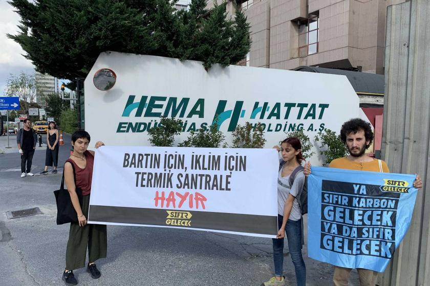 Hattat Holding önünde eylem: Bartın için, iklim için termik santrale hayır