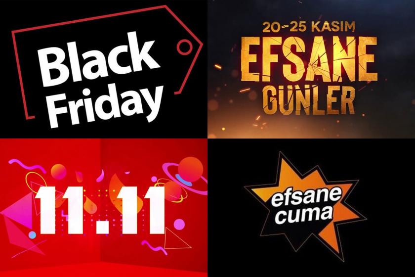 Black Friday, Efsane Günler, 11.11 ve Efsane Cuma kampanya görselleri.