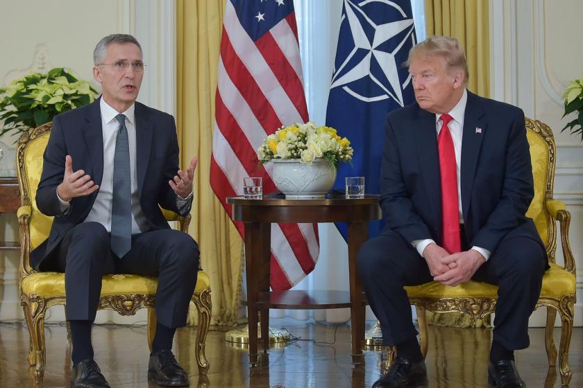 NATO Genel Sekreteri Jens Stoltenberg ve ABD Başkanı Donald Trump basın toplantısı düzenliyor