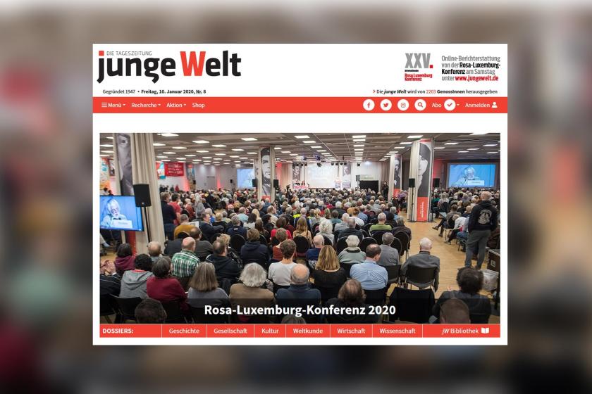 Rosa Luxemburg 2020 konferansı için Junge Welt gazetesinde yayınlanan fotoğraf