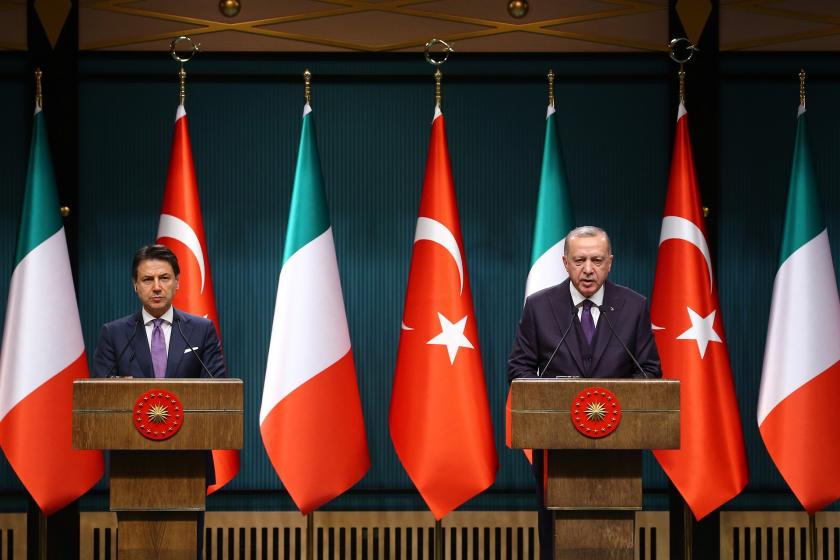 Cumhurbaşkanı Tayyip Erdoğan ve İtalya Başbakanı Giuseppe Conte basın toplantısı düzenliyor.