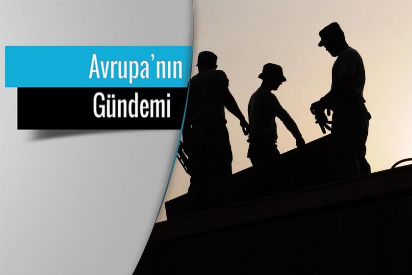 Avrupa'nın Gündemi vinyeti içerisinde çatıda çalışan üç işçinin fotoğrafı.