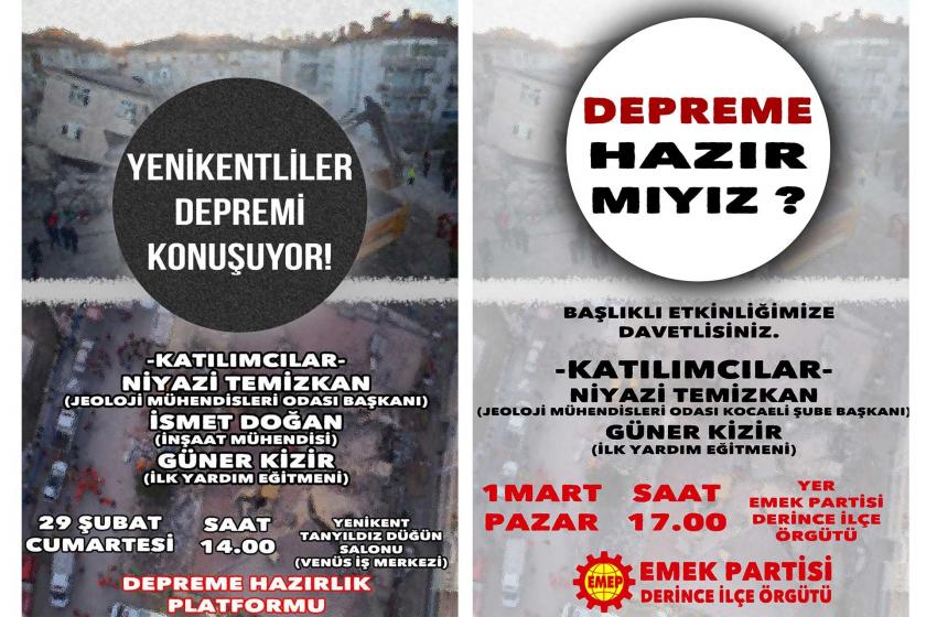 Depreme Hazırlık Platformunun etkinlik afişleri