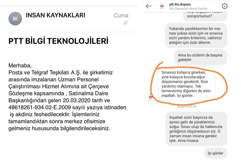 PTT, işten çıkardığı 20 işçisini gündem etmemiz üzerine işe geri aldı