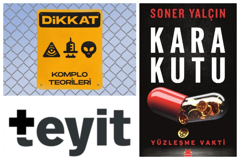 Teyit.org logosu, Salgın Var görseli ve Kara Kutu kitap kapağı