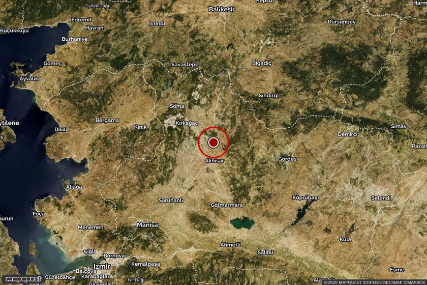 Manisa'da gerçekleşen 4.1 büyüklüğündeki depremin merkezi.