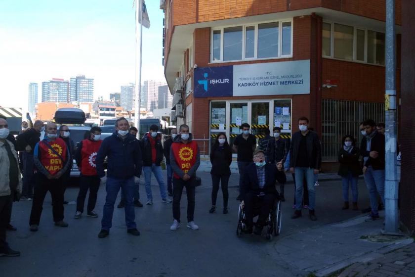 İŞKUR Kadıköy Merkezi önünde basın açıklaması yapılıyor