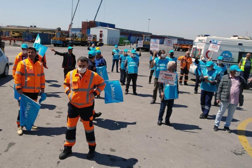 Liman işçileri, Haydarpaşa Limanında 1 Mayıs kutlaması gerçekleştirdi