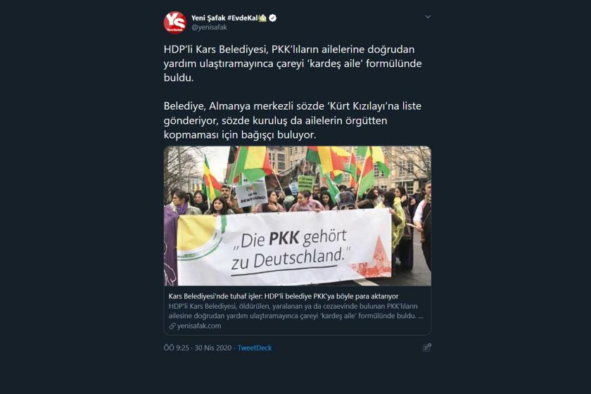 Yeni Şafak'ın Kars Belediyesini hedef gösterdiği haber