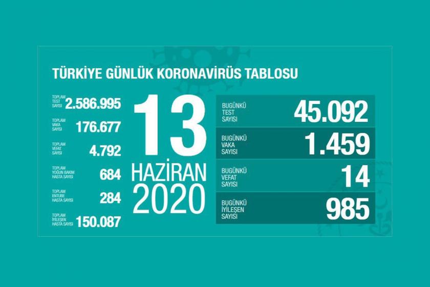 13 haziran Kovid-19 verileri.