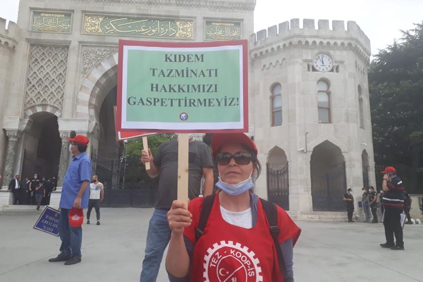 Kıdem tazminatını gasbettirmeyiz dövizi tutan İÜ çalışanı