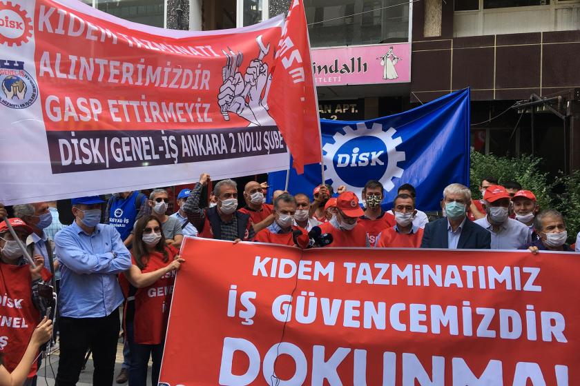 DİSK, kıdem tazminatının gasbedilmek istenmesine karşı Ankara'da eylem yaptı