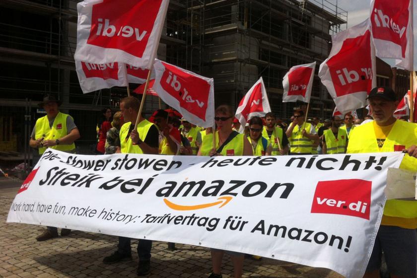 Almanya'da greve çıkan Amazon işçileri