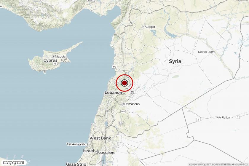 Lübnan'da deprem üssünü gösteren harita