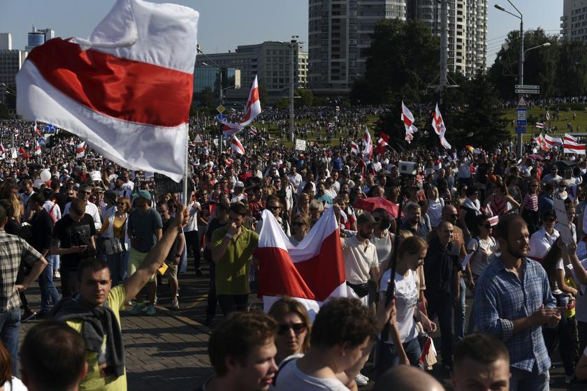 Belarus'ta süren protestolardan bir fotoğraf