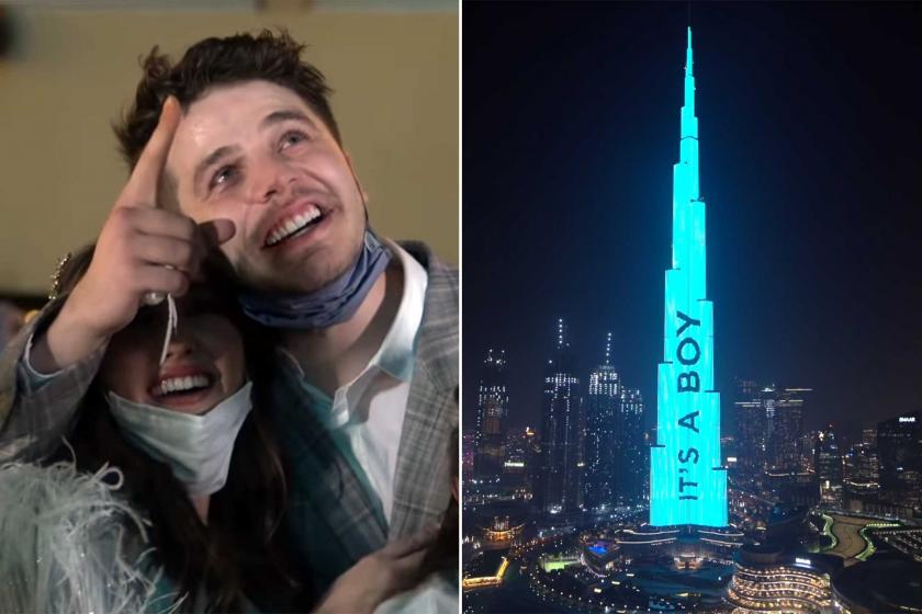 Anas Marwah ve eşi Asala Marwah'ın Burj Khalifa'da yaptığı bebek cinsiyeti partisi