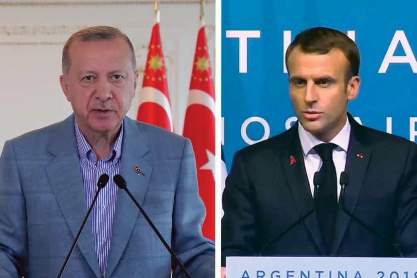 Cumhurbaşkanı Recep Tayyip Erdoğan ve Fransa Cumhurbaşkanı Emmanuel Macron'un fotoğrafları