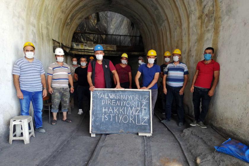 Maden işçileri yalvarmıyoruz direniyoruz hakkımızı istiyoruz