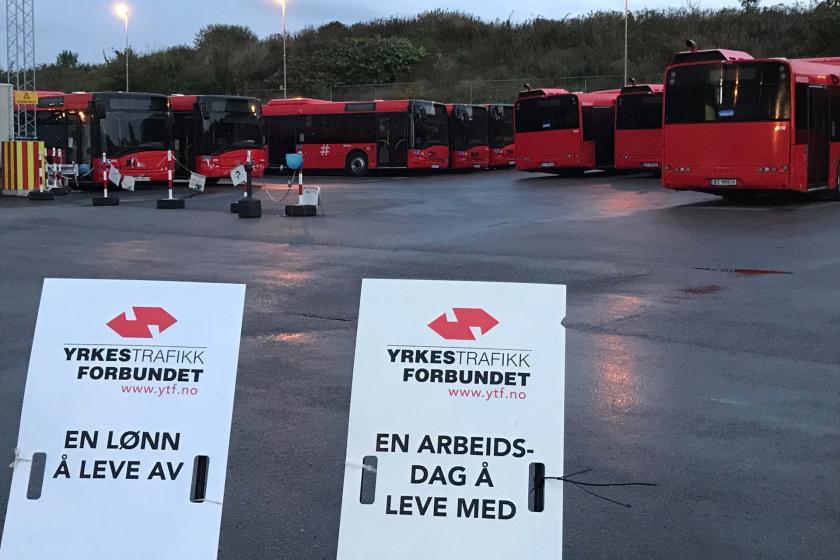 Norveç'te otobüs şoförlerinin grev alanı