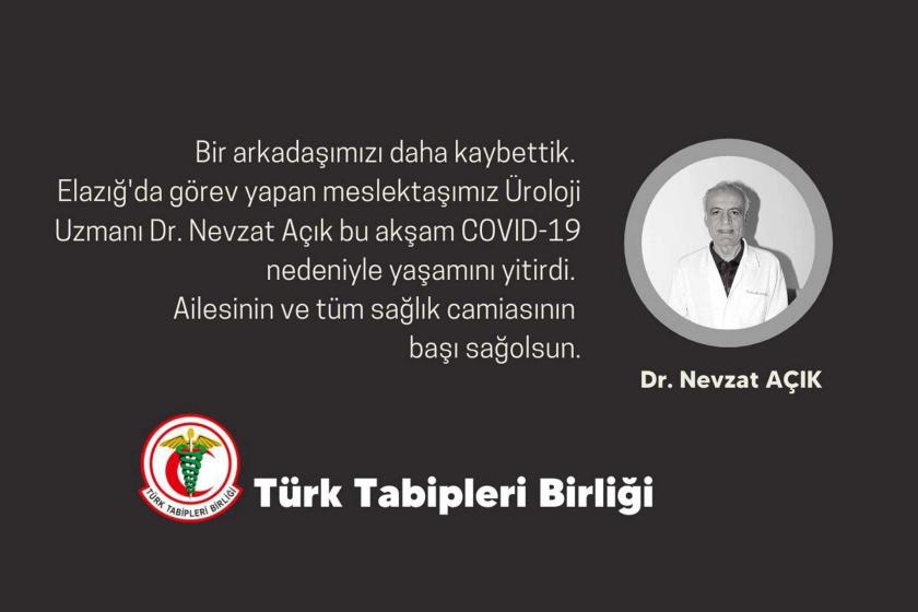 TTB'nin Dr. Nevzat Açık'a ilişkin başsağlığı mesajı