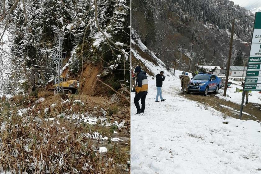 Yusufeli'deki jandarma korumalu ile HES çalışması