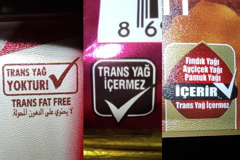 Trans yağ içermez etiketleri