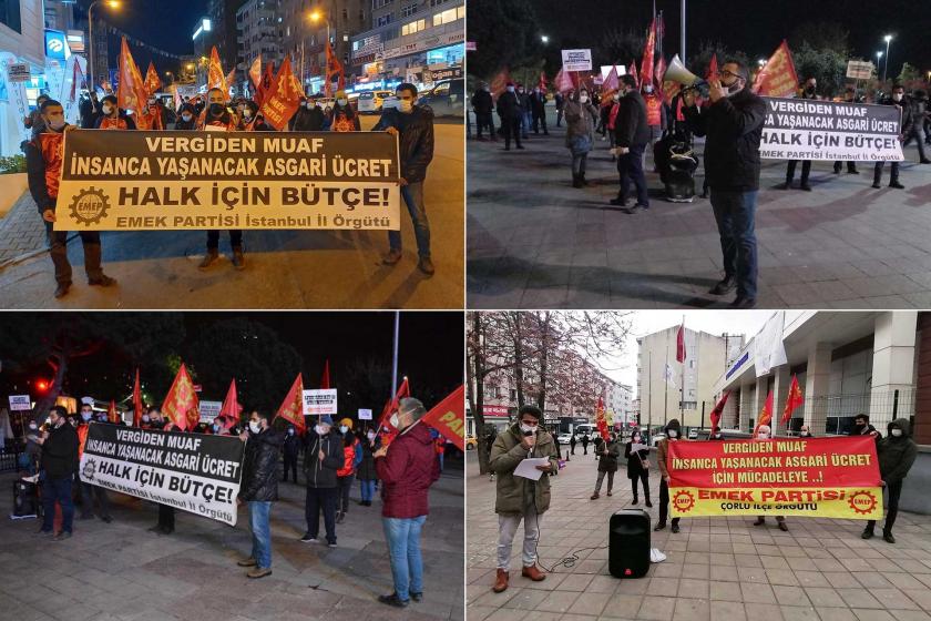 EMEP, İstanbul ve Çorlu'da insanca yaşanacak asgari ücret talebiyle eylem düzenledi