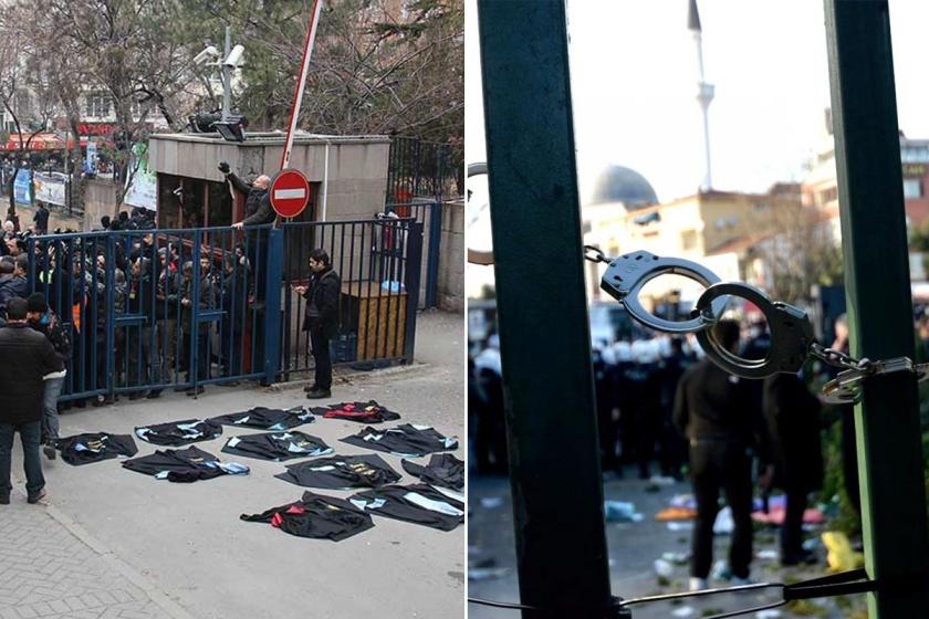 Akademisyenlerin cübbeleri yere koyduğu protesto ve Boğaziçi kapısına polisin kelepçe taktığı eylem.