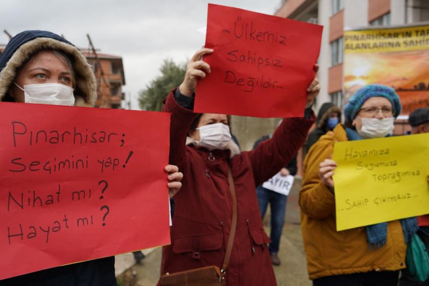 Pınarhisar halkı kalker ocağına karşı eylem yaptı