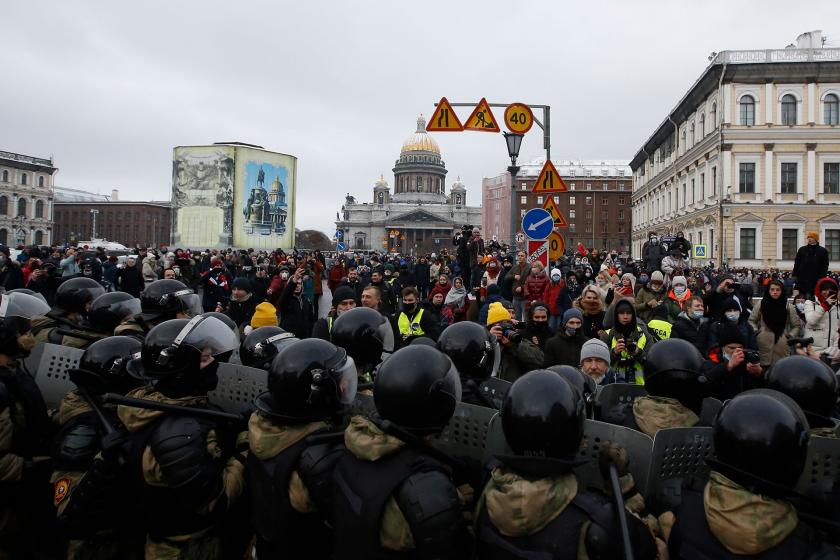 St. Petersburg'daki protestodan