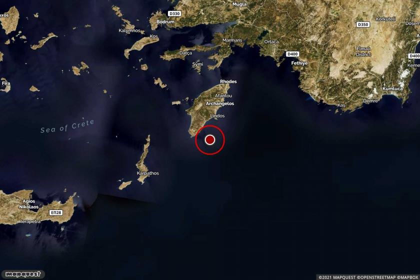 Rodos'daki depremin merkez üssü